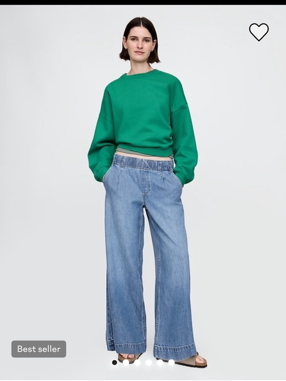 GAP Wide-Leg Elastic Waist Jeans in Light Blue Denim